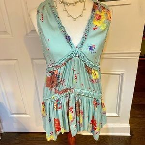 Free People Sleeveless Loose Fit Floral Top, Small